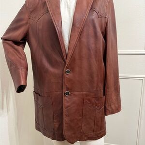 Men's Premium Leather Blazer in Rich Brown